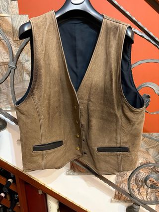 Gilet in vera pelle vintage effetto invecchiato