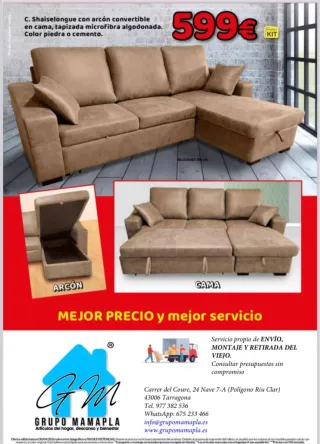 Sofá Cama Chaise Longue convertible 599€