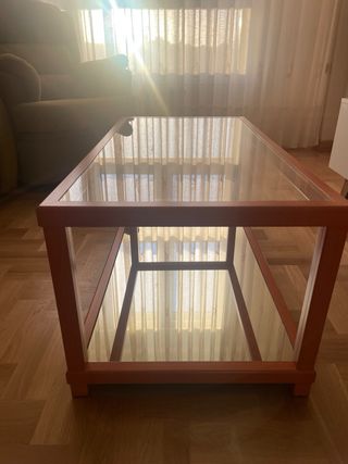 Mesa de centro cristal y madera