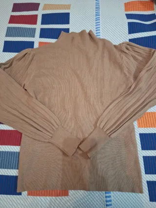 Jersey Oldei mujer marrón manga abullonada