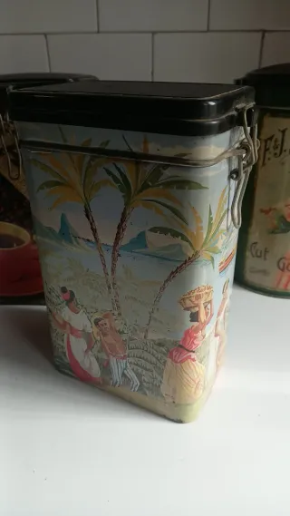 Set 3 barattoli latta decorati