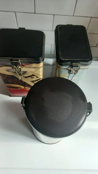 Set 3 barattoli latta decorati