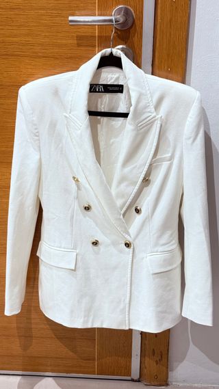 Americana Zara Blanca Mujer Talla M