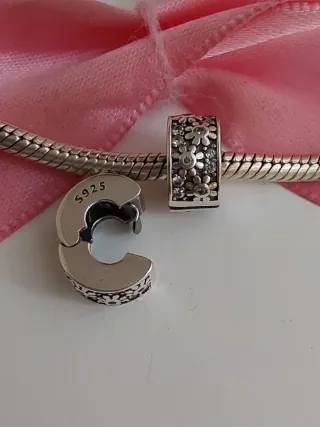 2 Charm Clips Plata S925 Flores