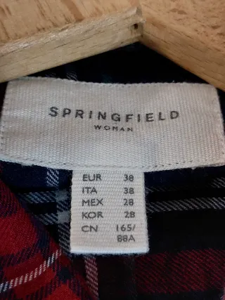 Camisa blusa Springfield cuadros mujer algodón