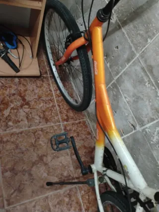 Bicicleta Montaña Naranja y Blanca antigua