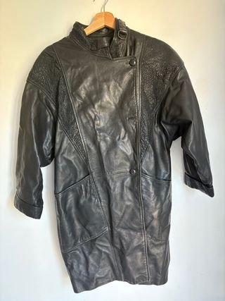 Chaqueta Cuero Mujer Vintage Negra