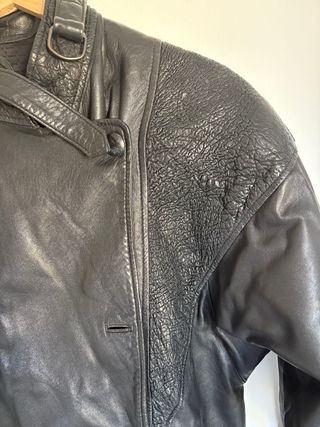 Chaqueta Cuero Mujer Vintage Negra