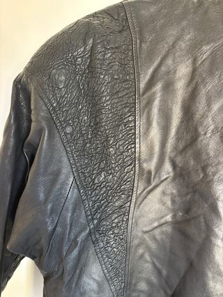 Chaqueta Cuero Mujer Vintage Negra