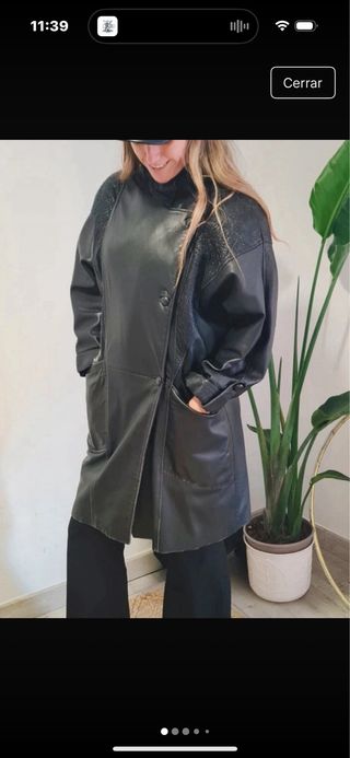 Chaqueta Cuero Mujer Vintage Negra