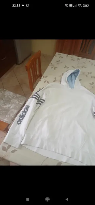 Felpa con cappuccio Adidas bianca