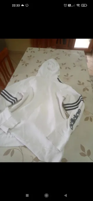 Felpa con cappuccio Adidas bianca