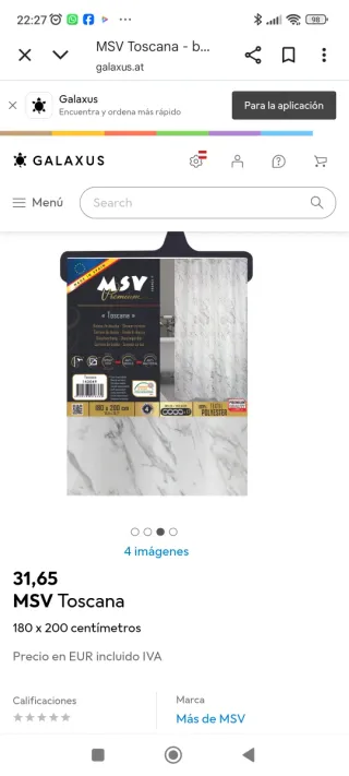 Cortina de baño MSV Toscana 180x200cm