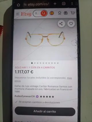 Gafas Vintage cartier Romance Santos 1986 Oro/Ama