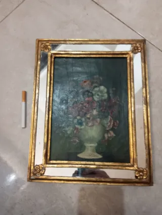 Pareja cuadros antiguos florales