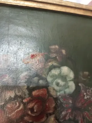 Pareja cuadros antiguos florales