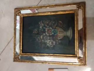 Pareja cuadros antiguos florales