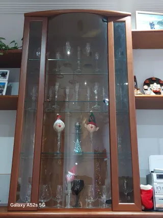 Vitrina de salón madera y cristal