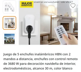 5 Enchufes Inalámbricos HBN con 2 Mandos Nuevos