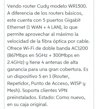Router Cudy WR1300 AC1200 Doble Banda