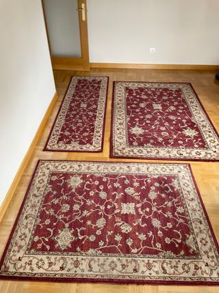 3 Alfombras estilo persa (rojo y beige)