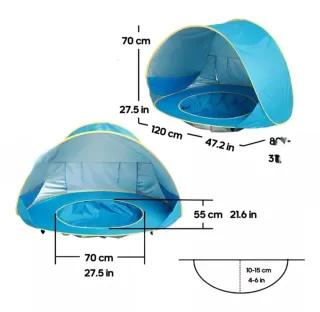 Parasol playa bebé azul y amarillo