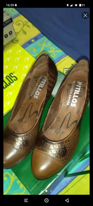 Zapatos Pitillos Marrones y Dorados