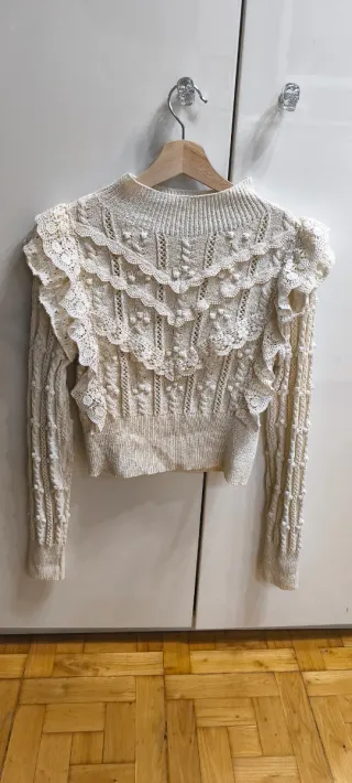 Jersey crop punto crudo volantes