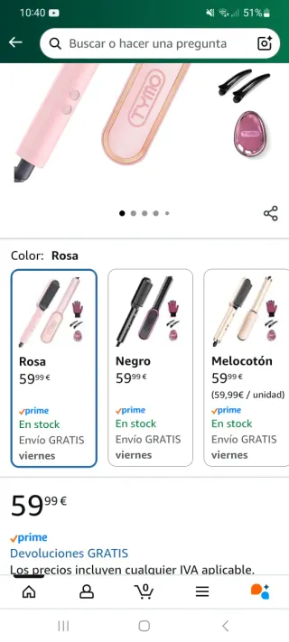 Tymo Ring Plancha de Pelo Rosa y Dorada