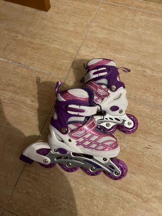 Patines en línea niña morado y blanco con luces