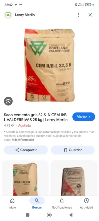 Palets Cemento Valderrivas 63sacos nuevo sin abrir