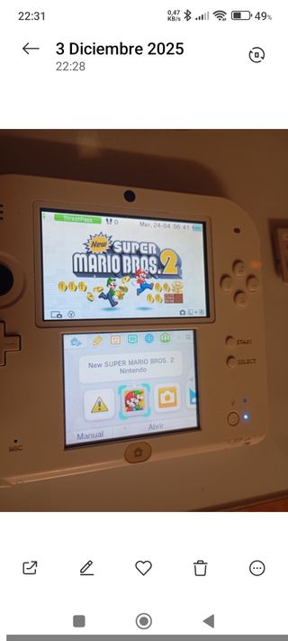 Nintendo 2DS con Super Mario Bros. 2 y Mario Party