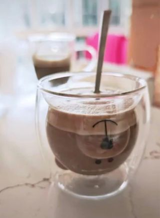 set 2 Vasos doble cristal  con diseño de oso 260ml