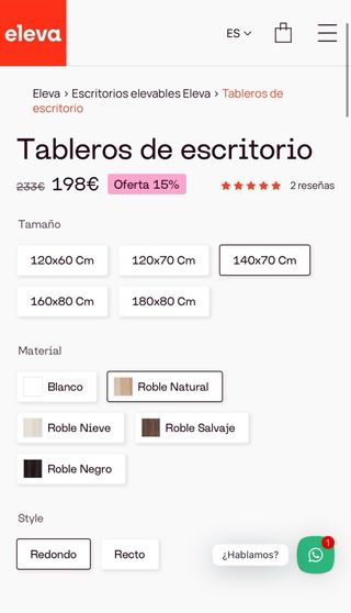 Tablero para escritorio marca ELEVA