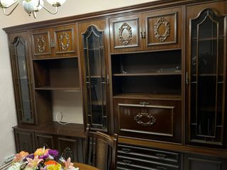 Mueble de salón TV madera y cristal