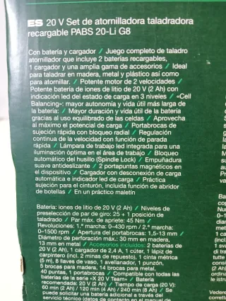 Accesorios + Atornillador+ 2 Baterias PARKSIDE