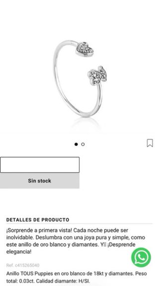 Anillo TOUS Oro Blanco 18kt Diamante