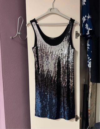 Abito Fred Mello paillettes nero e oro