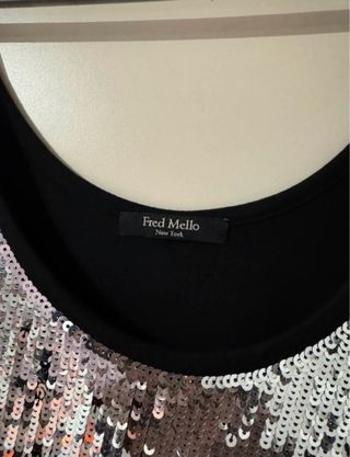 Abito Fred Mello paillettes nero e oro