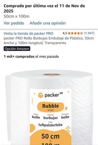 Rollo Papel burbujas 50mx10m