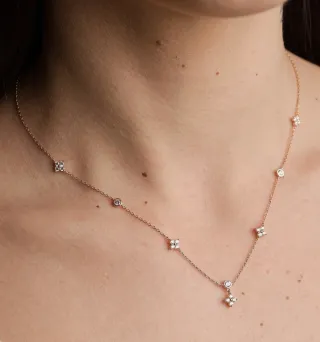 Collar Plata-Baño Oro Moissanites