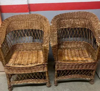 2 Sillones de Mimbre Marrones