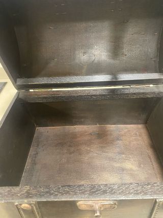 Baúl Vintage Madera Cuero y Metal