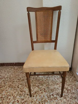 6 Sillas Comedor Madera y Rattan