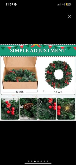 NUEVA Corona Navidad 16in con 40 Luces LED