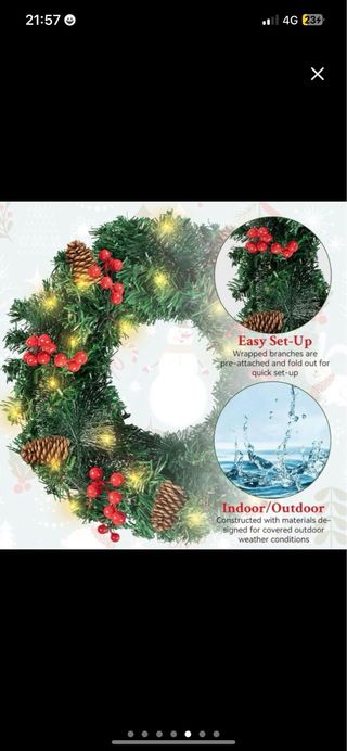 NUEVA Corona Navidad 16in con 40 Luces LED