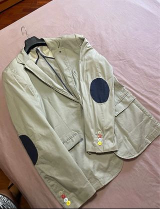 Giacca uomo beige con toppe