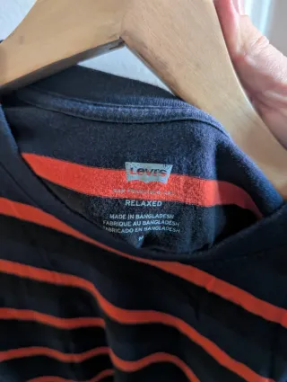 Camiseta manga larga rayas azul y roja talla M