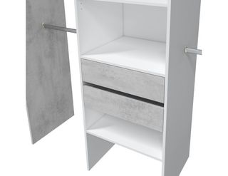 Estantería modular gris y blanca