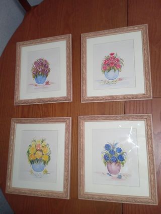Set di 4 quadri floreali ad acquerello